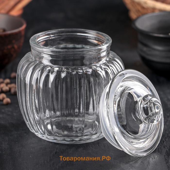 Банка для сыпучих  «Рея», 500 мл, 12×14 см, стекло, прозрачная