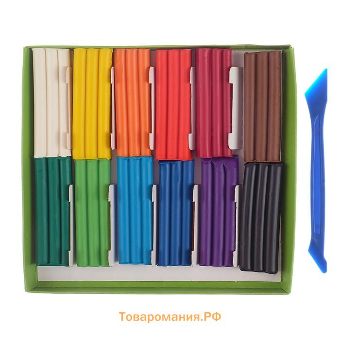 Пластилин мягкий (восковой) Гамма «Пчёлка», 12 цветов, 180 г, со стеком, картонная коробка