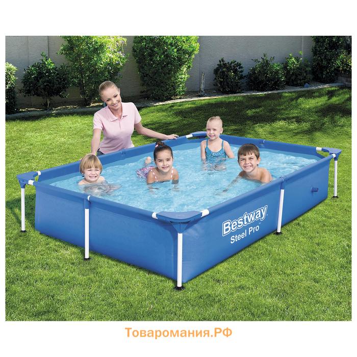 Бассейн каркасный Bestway Steel Pro 56401, 221×150×43 см, прямоугольный