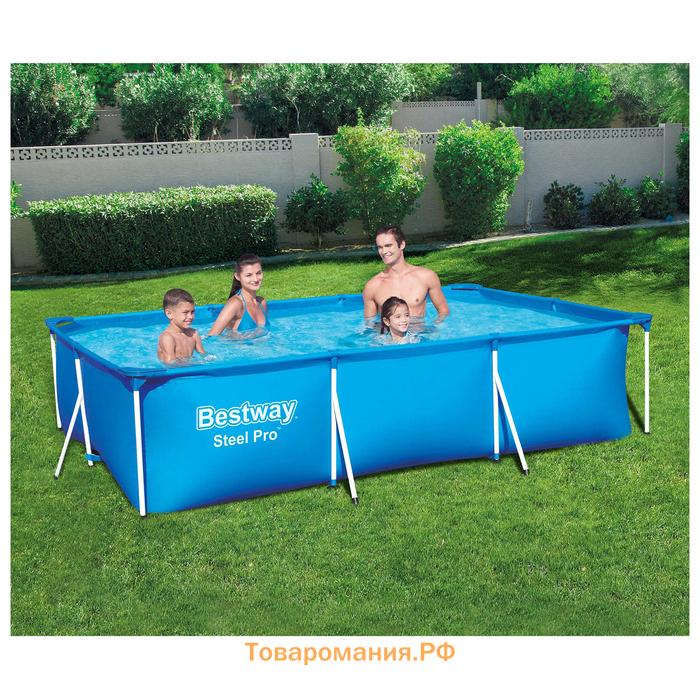 Бассейн каркасный Bestway Steel Pro 56411, 300×201×66 см, фильтр-насос, прямоугольный