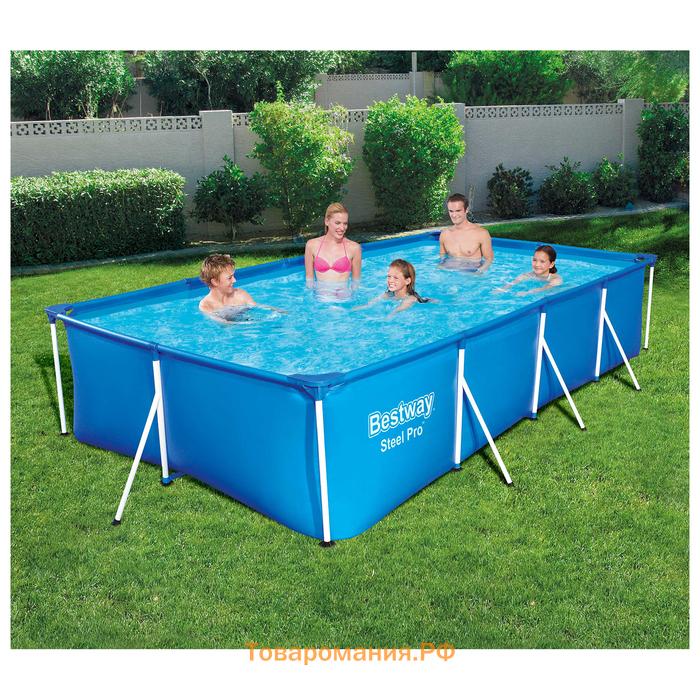 Бассейн каркасный Bestway Steel Pro 56424, 400×211×81 см, фильтр-насос, прямоугольный