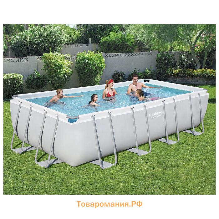 Бассейн каркасный Bestway Power Steel 56465, 549×274×122 см, фильтр-насос, лестница, тент, прямоугольный