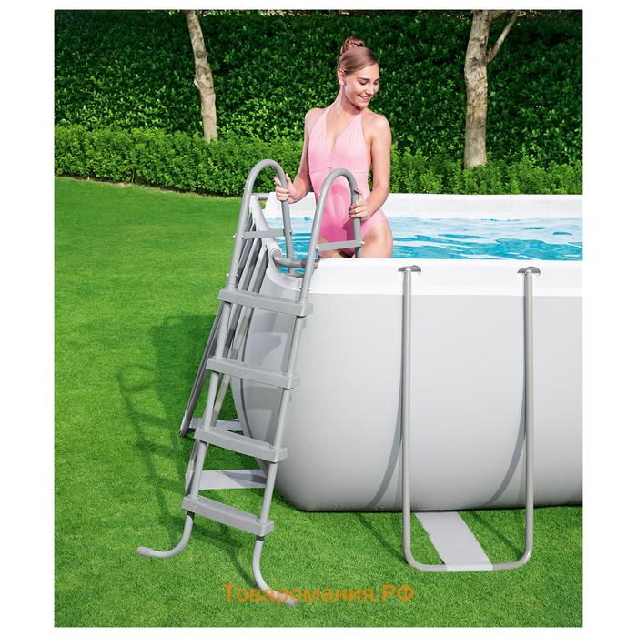 Бассейн каркасный Bestway Power Steel 56465, 549×274×122 см, фильтр-насос, лестница, тент, прямоугольный