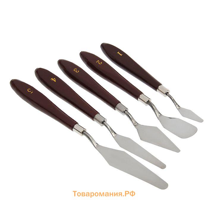 Лопатки - мастихины кондитерские , 22×2×1.5 см, набор 5 шт., нержавеющая сталь, коричневые
