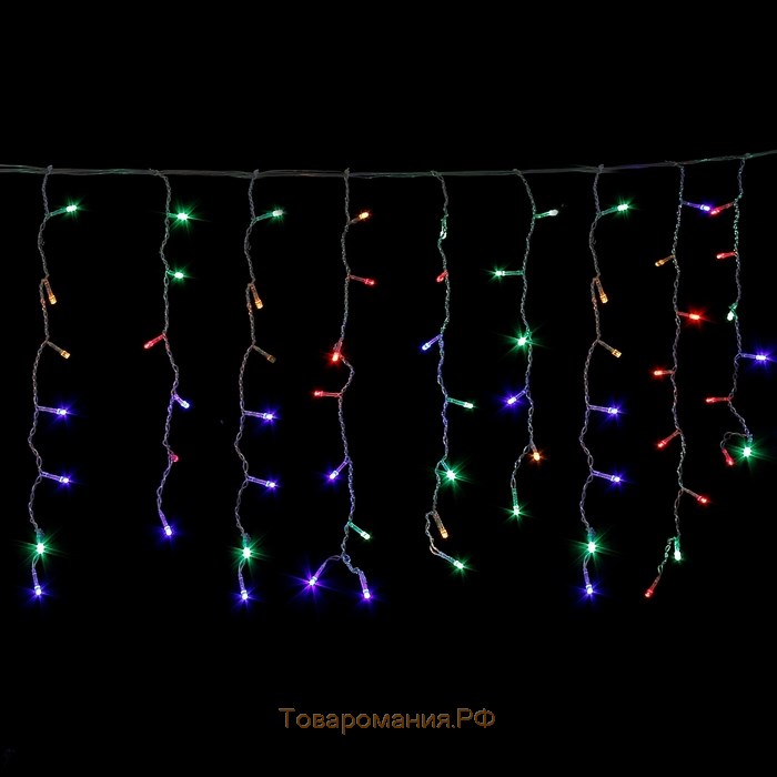 Гирлянда «Бахрома» 3 × 0.6 м, IP44, УМС, прозрачная нить, 160 LED, свечение мульти, 220 В