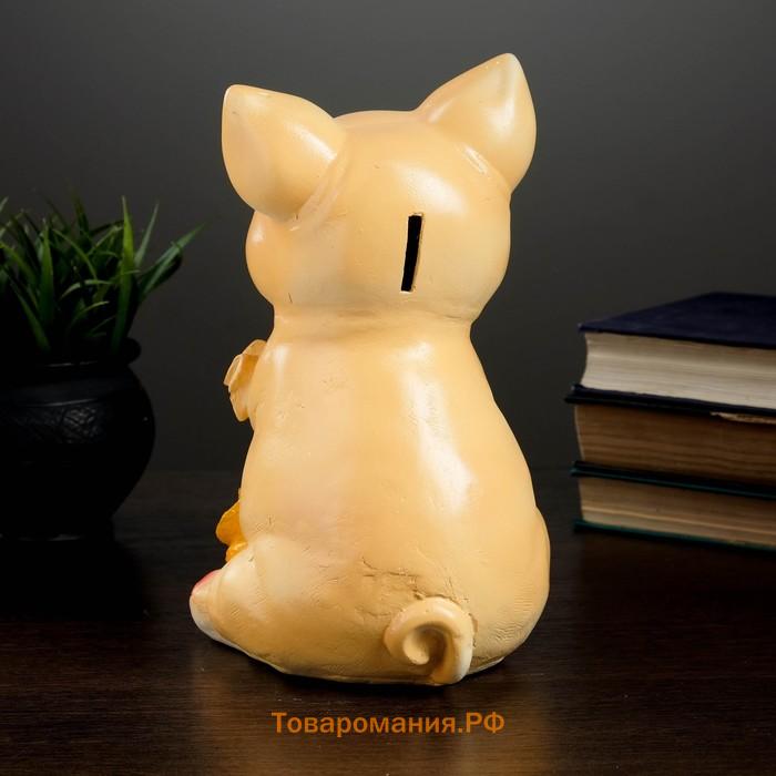 Копилка для денег «Поросёнок большой с мешком», гипс, 17×14×24 см МИКС