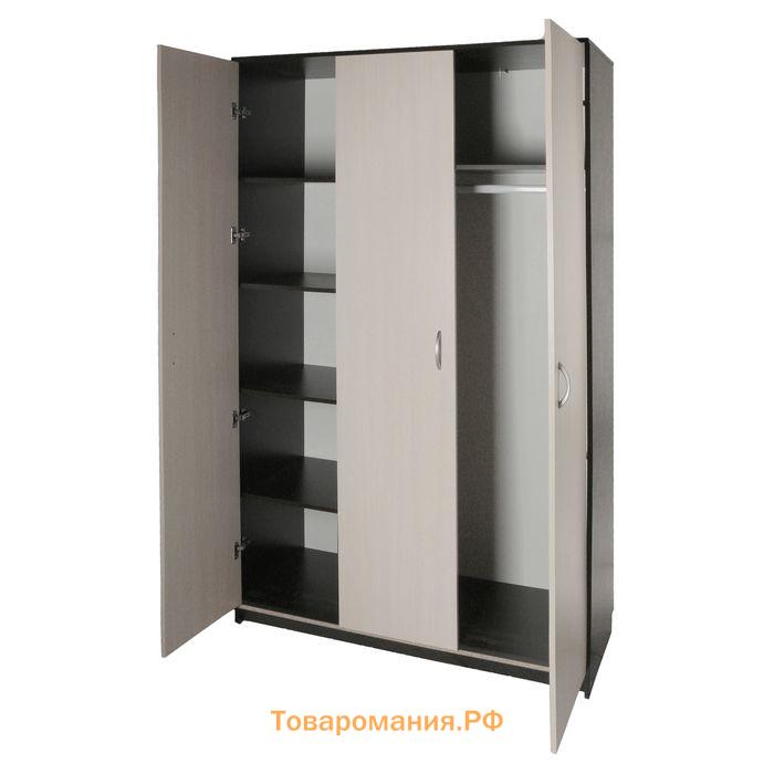 Шкаф распашной трехстворчатый, 1210×500×2100 мм, цвет венге тёмный/венге светлый