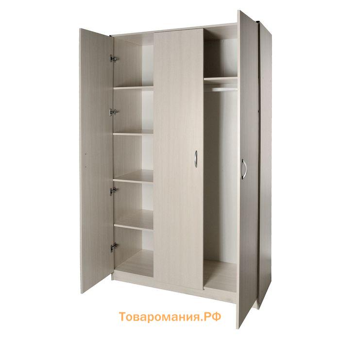 Шкаф распашной трехстворчатый, 1210×500×2100 мм, цвет венге светлый