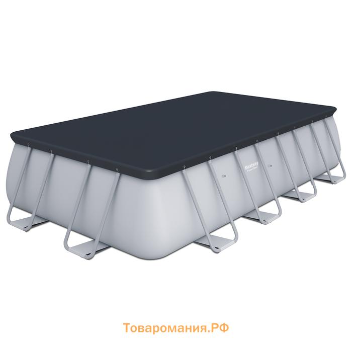 Бассейн каркасный Bestway Power Steel 56670, 488×244×122 см, фильтр-насос, лестница, тент, прямоугольный