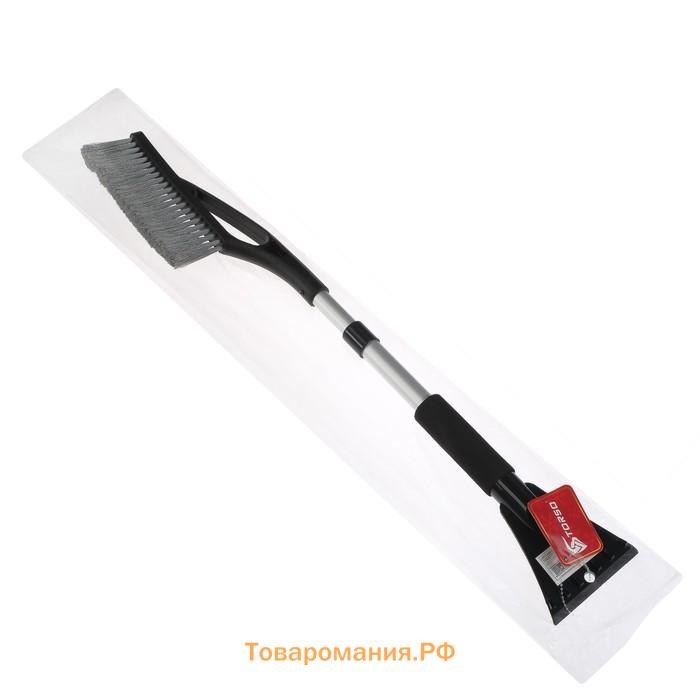Щетка сметка TORSO, 69-88 см, со скребком, телескопическая, мягкая ручка, серый