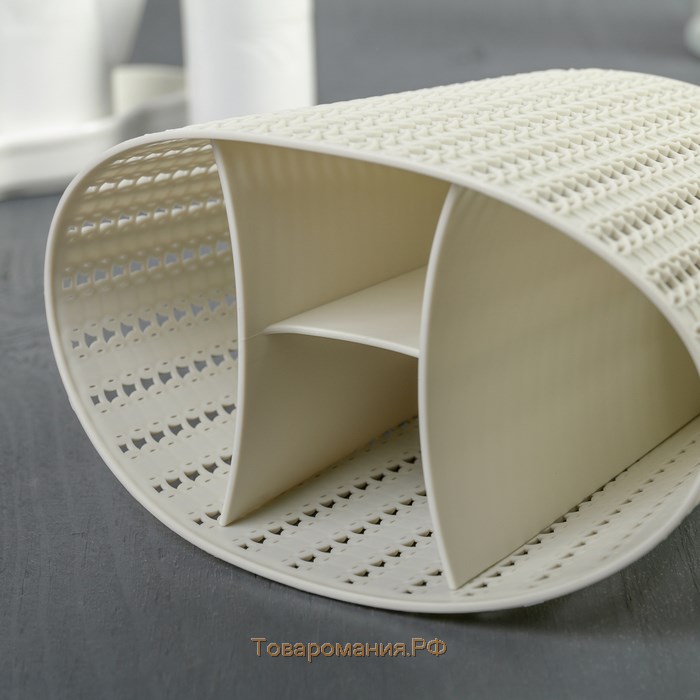 Подставка для столовых приборов "Вязание", цвет белый ротанг