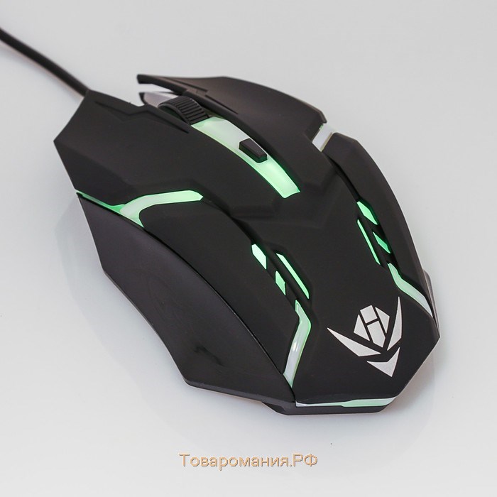 Мышь Nakatomi MOG-03U Gaming, игровая, проводная, 4 кнопки, подсветка, 1600 dpi, USB, чёрная