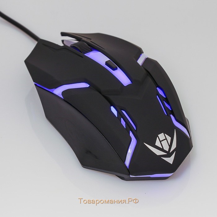 Мышь Nakatomi MOG-03U Gaming, игровая, проводная, 4 кнопки, подсветка, 1600 dpi, USB, чёрная