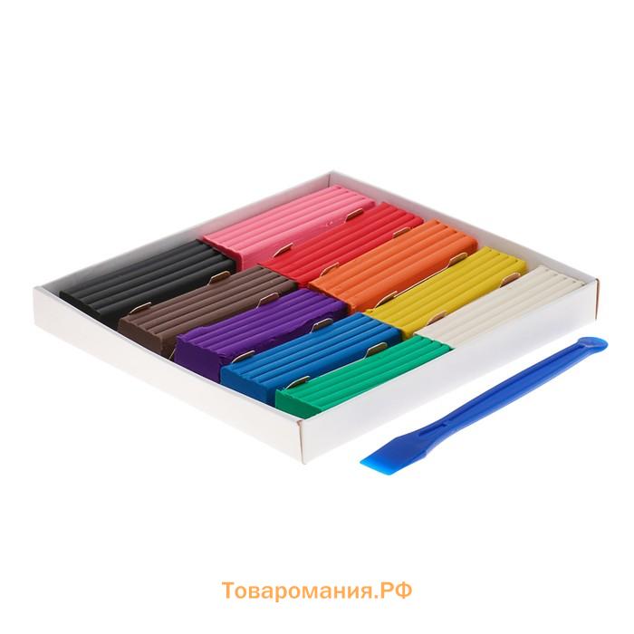 Пластилин «Гамма. Классический», 10 цветов, 200 г, со стеком, картонная упаковка