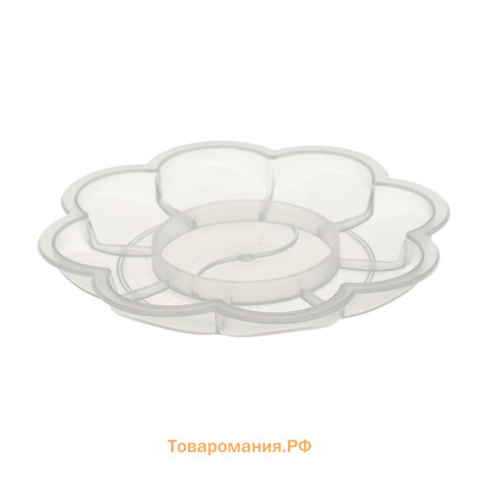 Палитра "Ромашка", 9 ячеек, пластиковая, прозрачная, мини