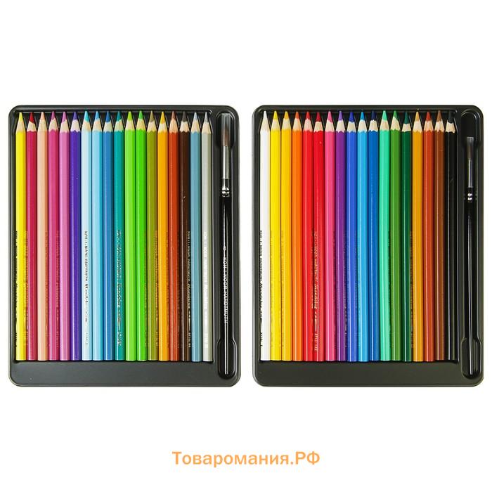 Карандаши цветные акварельные набор 36 цветов, Koh-I-Noor Mondeluz 3712 + точилка + кисть 2 шт.