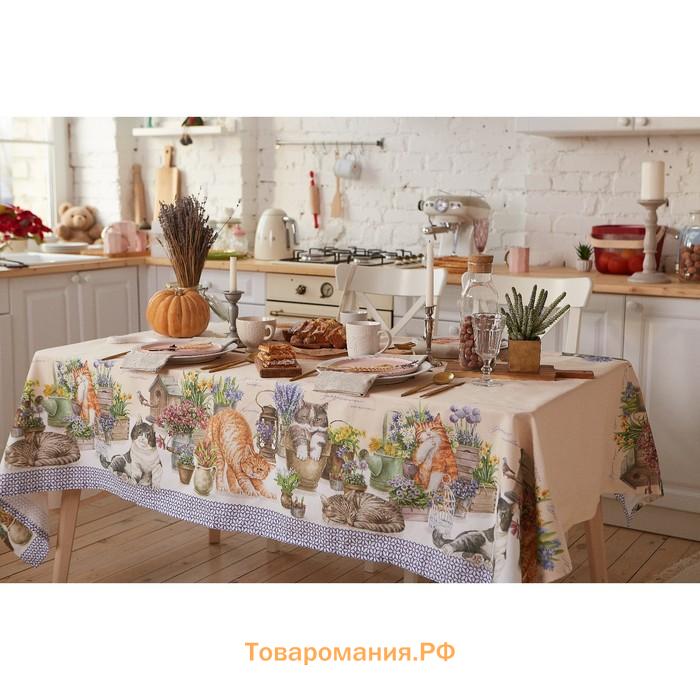 Скатерть  «Уютные коты», 180×147 см, 100% хлопок, саржа 190 г/м²