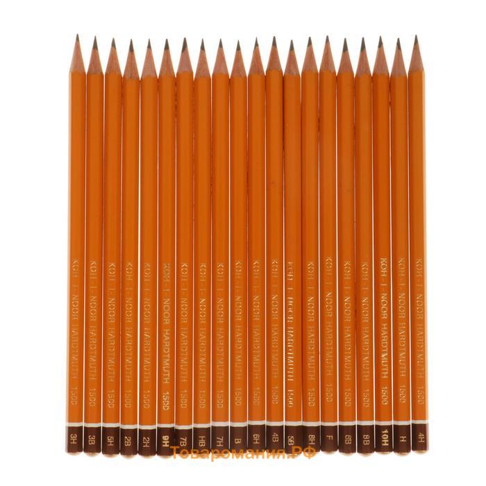 Набор карандашей чернографитных разной твердости 20 штук Koh-I-Noor 1500 НВ, F, B8-H10, пакет, европодвес