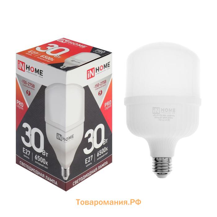 Лампа светодиодная IN HOME LED-HP-PRO, Е27, 30 Вт, 230 В, 6500 К, 2850 Лм