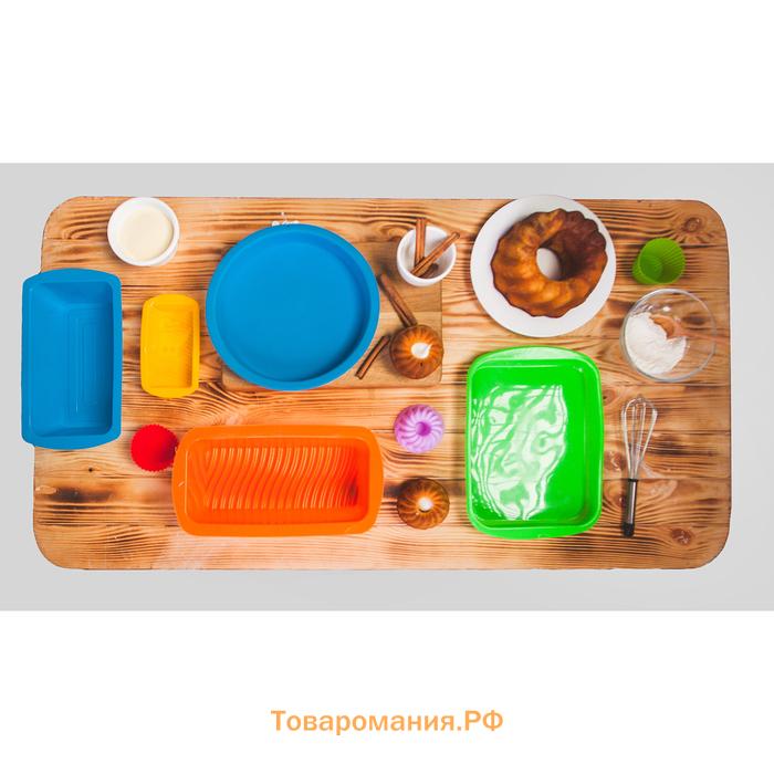 Форма для выпечки  «Хлеб. Полосы», силикон, 27.5×13.5×7 см, внутр.размер 23.5×11 см, персиковая