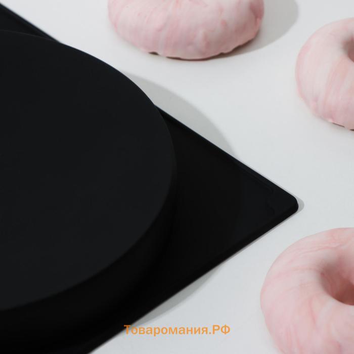 Форма для выпечки  «Бискотто», силикон, 42.5×23.5×3 см, 2 ячейки (d=20 см), чёрная