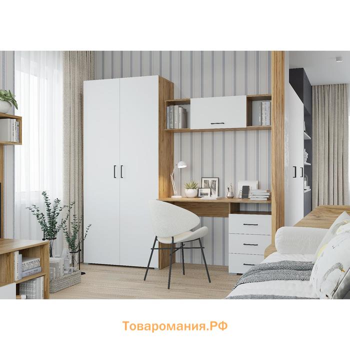 Шкаф двухстворчатый «Лайт», 900×480×2052 мм, цвет белый/дуб золотой