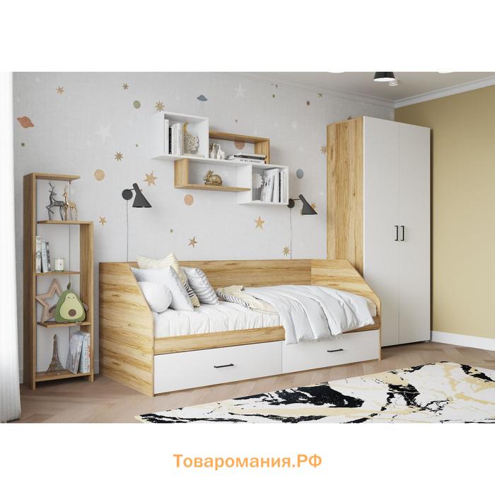 Шкаф двухстворчатый «Лайт», 900×480×2052 мм, цвет белый/дуб золотой