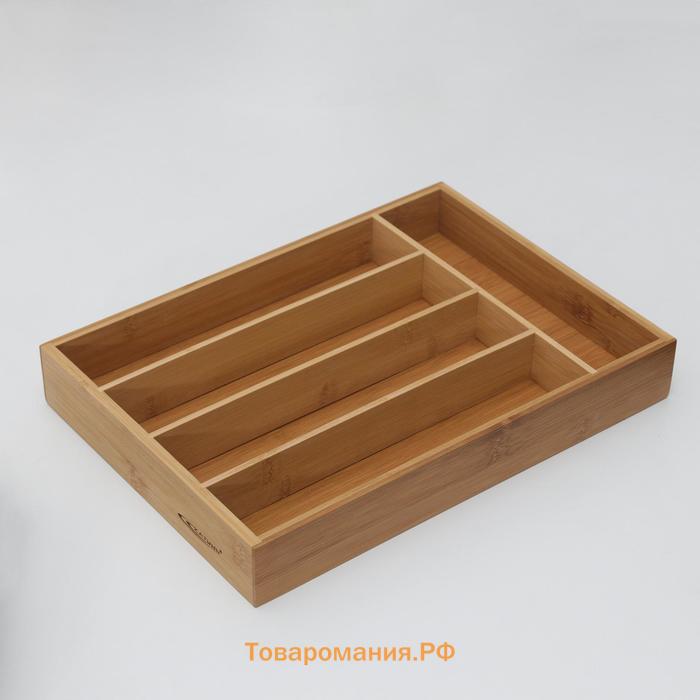 Подставка для столовых приборов, 35,5×25,4×5 см, бамбук