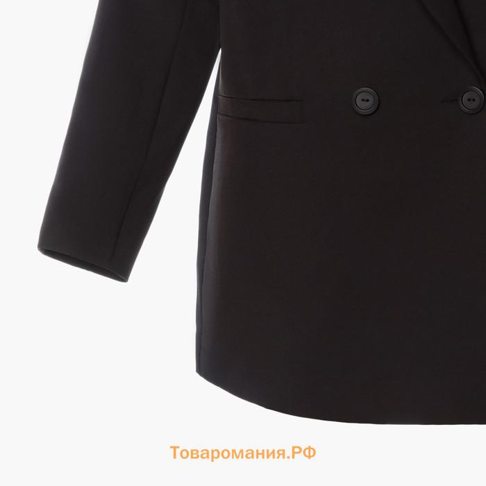 Пиджак женский двубортный MIST plus-size, размер 54, цвет чёрный