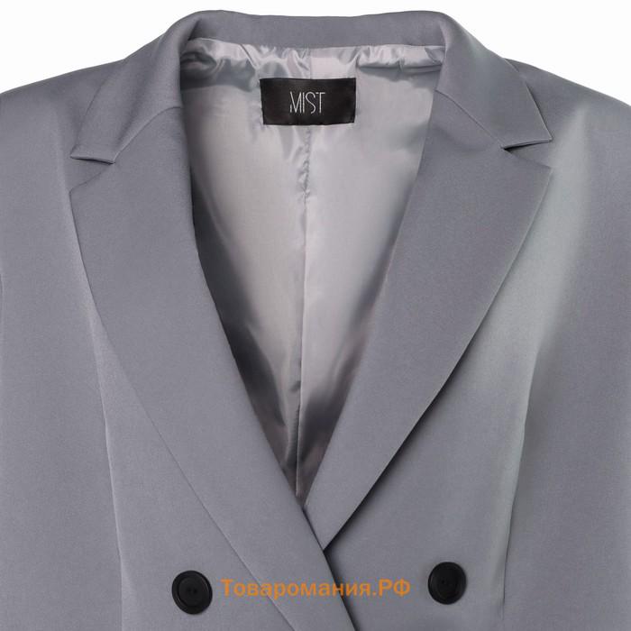 Пиджак женский двубортный MIST plus-size, размер 52, цвет серо-голубой