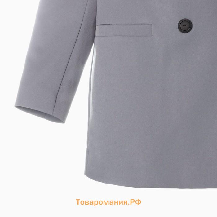 Пиджак женский двубортный MIST plus-size, размер 56, цвет серо-голубой