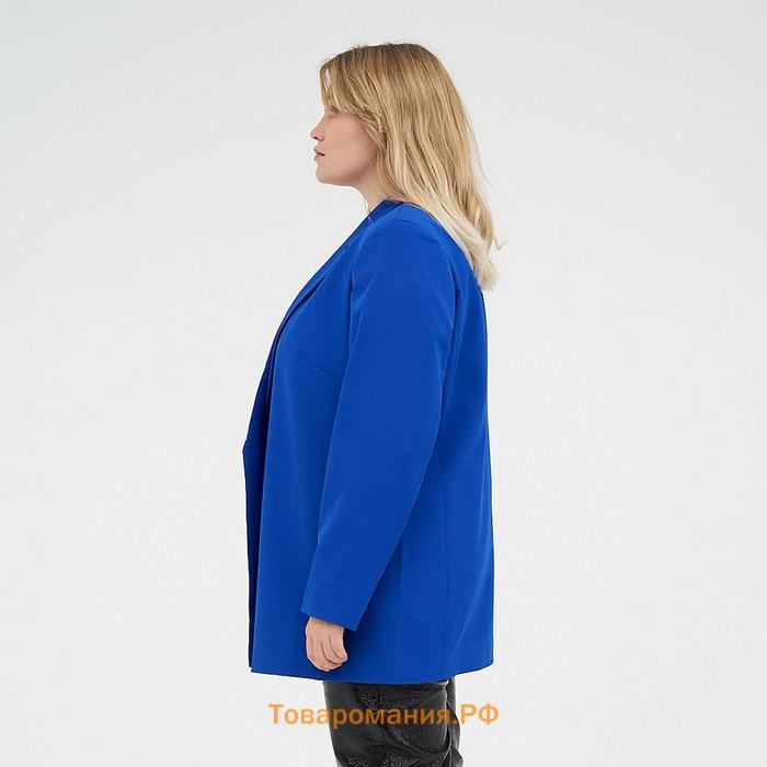 Пиджак женский с поясом MIST plus-size, размер 52, цвет синий