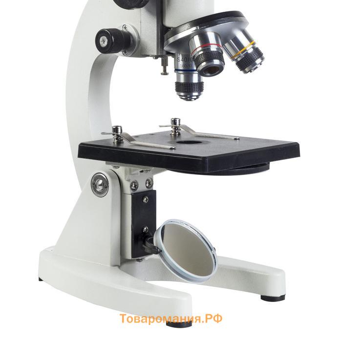 Микроскоп школьный Эврика 40×-640х, зеркало, LED