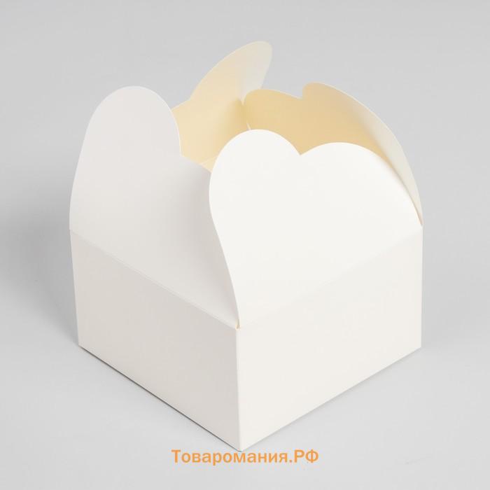 Коробка под бенто - торт без окна, белая, 14×14×8 см