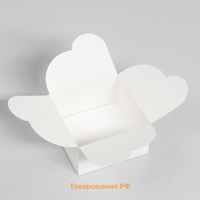 Коробка под бенто - торт без окна, белая, 14×14×8 см