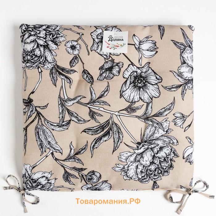 Подушка на стул "" Blooming garden 42х42х7см, 100% хлопок, 164 г/м2