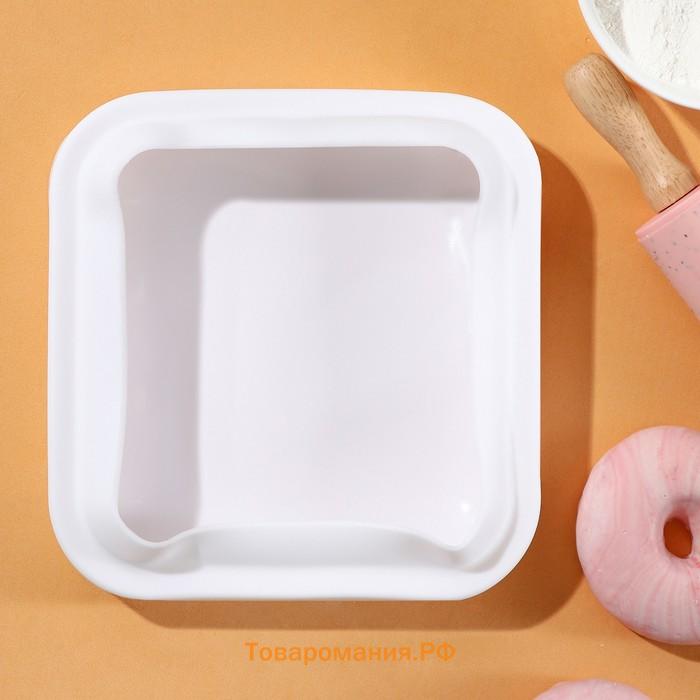 Форма для муссовых десертов и выпечки KONFINETTA «Квадро», силикон, 18.5×5 см, белая