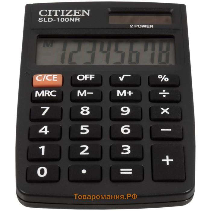 Калькулятор карманный Citizen "SLD-100NR", 8-разрядный, 58 х 88 х 10 мм, двойное питание, чёрный