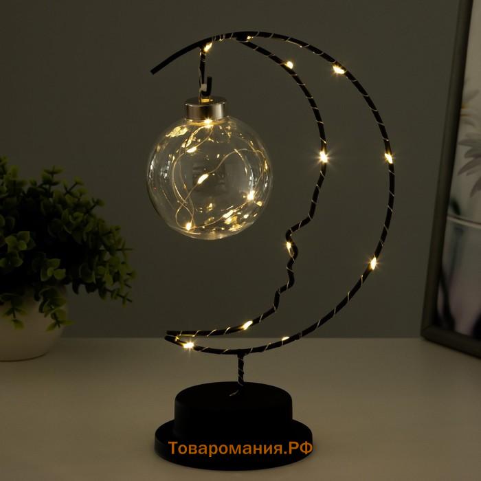 Фигурка светящаяся RISALUX «Мун», LED-ночник, от USB/батареек 3×AA, чёрный, 1 8×18×26.5 см