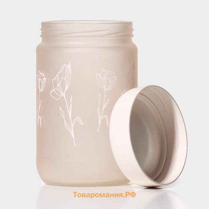 Банка стеклянная для сыпучих продуктов «Рози», 660 мл, розовая