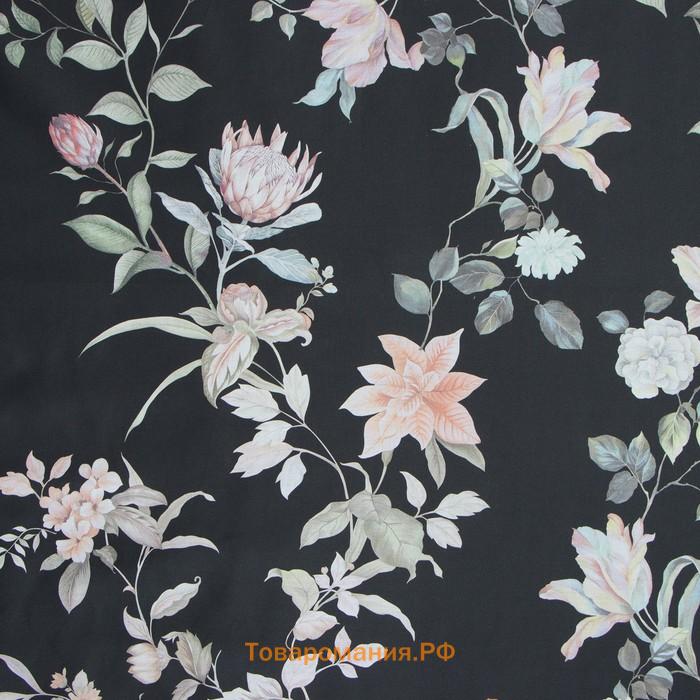 Постельное бельё  2 сп Black flowers, 175х215 см, 200х214 см, 50х70 см -2 шт, мако-сатин 114г/м2