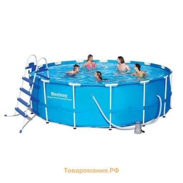 Бассейн каркасный Bestway Steel Pro MAX 56438, 457×122 см, фильтр-насос, лестница, тент, круглый