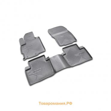 Коврики в салон Mitsubishi Outlander XL 2005-2010, 2010-2012, 4 шт. (полиуретан, серые)