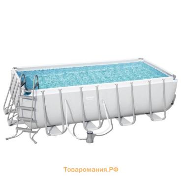 Бассейн каркасный Bestway Power Steel 56670, 488×244×122 см, фильтр-насос, лестница, тент, прямоугольный