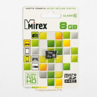 Карта памяти Mirex microSD, 8 Гб, SDHC, класс 10