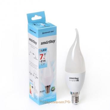 Лампа cветодиодная Smartbuy, Е14, C37, 7 Вт, 4000 К, матовое стекло, дневной белый свет