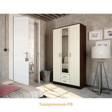 Шкаф трехстворчатый «Трио», 1200×482×2200 мм, цвет венге/лоредо