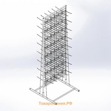 Стойка с сеткой, двухсторонняя, в комплекте 96 крючков для семян, 63×72×183 см, цвет белый