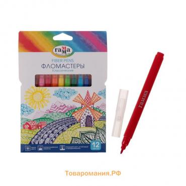 Фломастеры 12 цветов «Гамма. Классические», смываемые, картонная упаковка, европодвес 180319_11