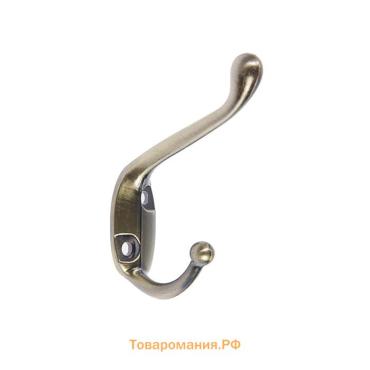 Крючок мебельный ТУНДРА TKd=015, двухрожковый, бронза